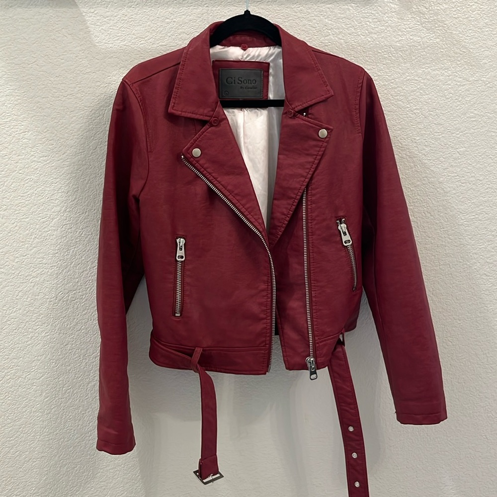 Ci Sono Maroon Leather Jacket - L